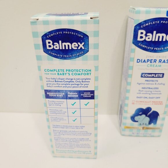 2 Balmex Complete Protection Diaper Rash Cream 4 oz Each - Picture 3 of 4
